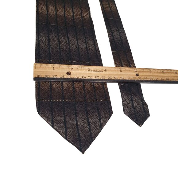 Di Mosgio Hand Made Silk Tie Striped Pattern Brown Black Diagonal Design Gift - Picture 3 of 5